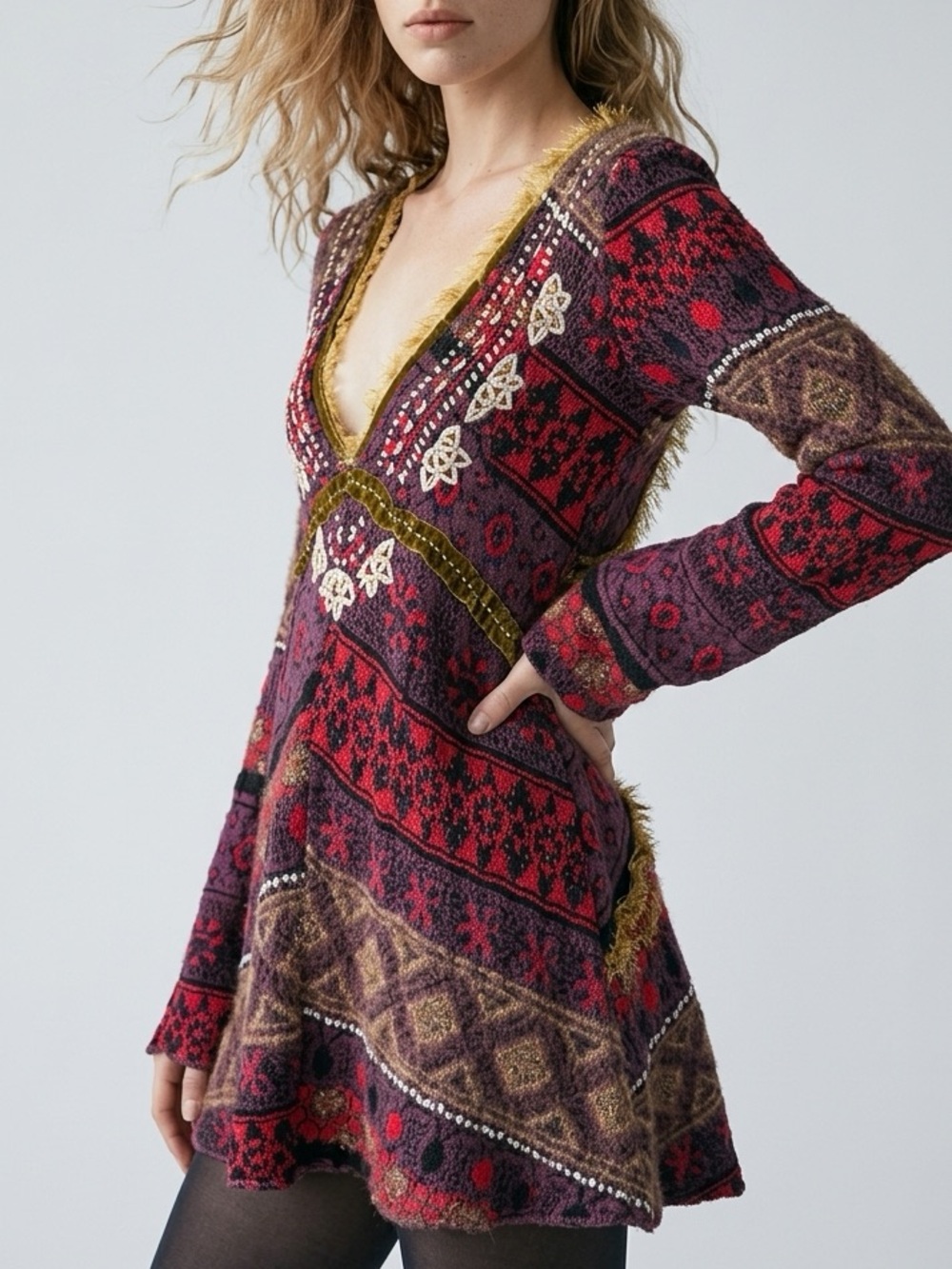 Free People World Traveler Pullover Tunic Sweater